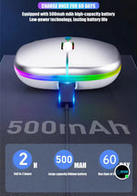 Wireless Slim Mouse with Colorful LED Lighting, Bluetooth, Rechargeabl