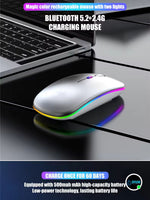 Wireless Slim Mouse with Colorful LED Lighting, Bluetooth, Rechargeabl