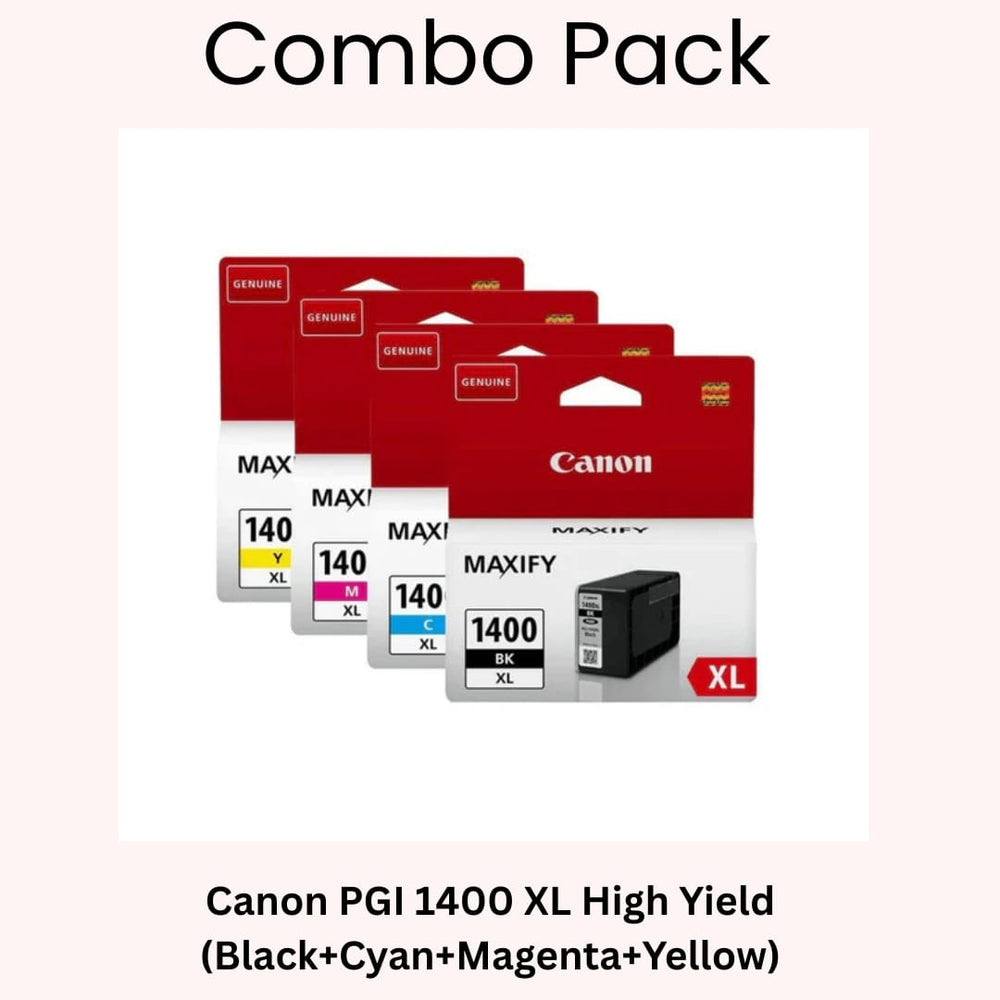 Combo Pack: Canon PGI 1400 XL (Black+Cyan+Yellow+Magenta) High Yield Original Ink Cartridges