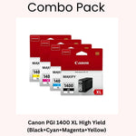 Combo Pack: Canon PGI 1400 XL (Black+Cyan+Yellow+Magenta) High Yield Original Ink Cartridges